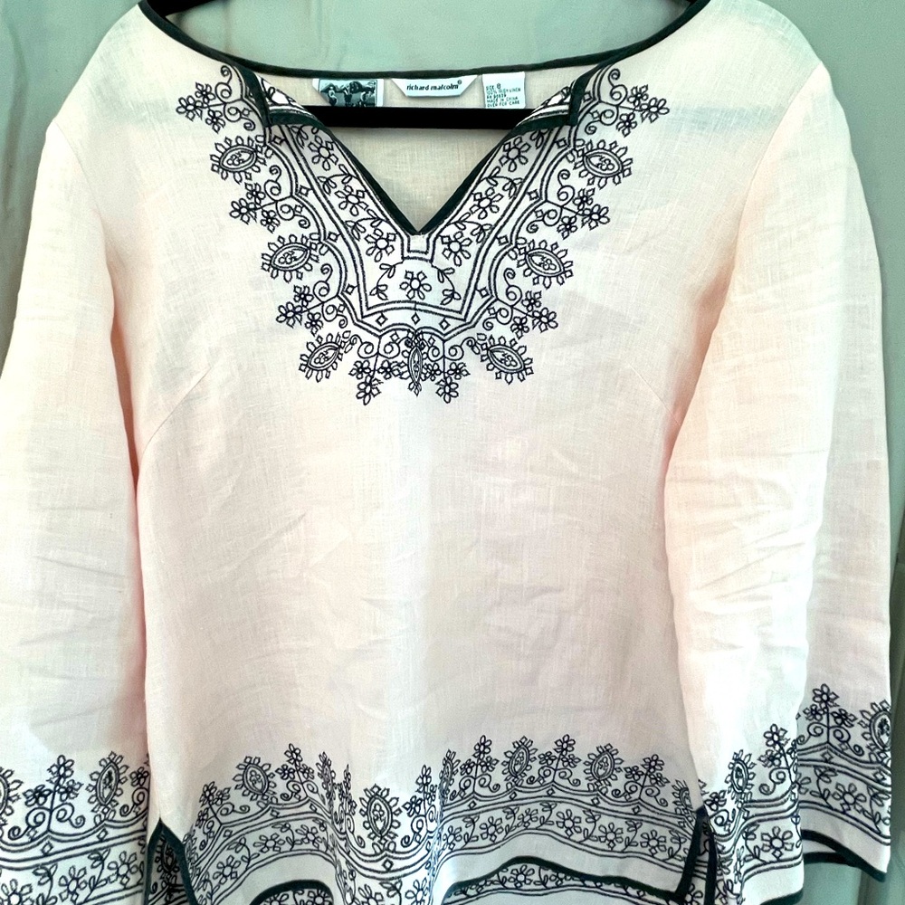 Richard Malcolm Pink Irish Linen Blouse size 8